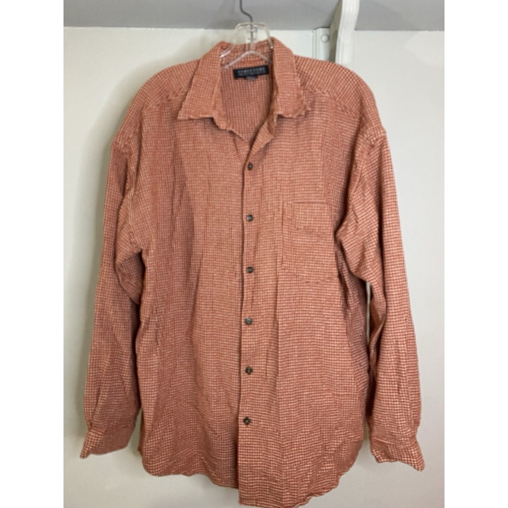 VTG STRUCTURE Rust Cottong Geometric Button Up Shirt L